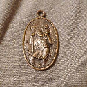 Vintage Gold-Tone Religious Pendant